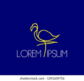 flamingo, animal logo icon with one line for creative and business industry