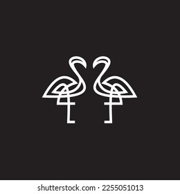 Diseño vectorial del logotipo animal Flamingo , placa de ilustración. 