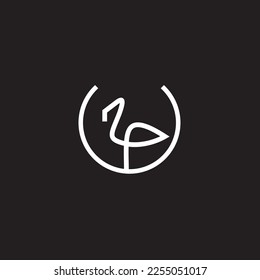 Diseño vectorial del logotipo animal Flamingo , placa de ilustración. 