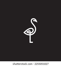 Diseño vectorial del logotipo animal Flamingo , placa de ilustración. 