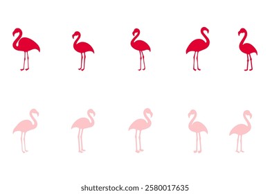 Flamingo Animal Silhouette Icon Set