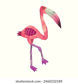 Flamingo. animal wildlife. watercolor vector illustration.