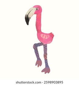 Flamingo, Animal wildlife watercolor vector illustration.