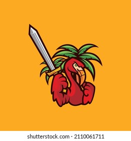 Ilustración del logotipo del vector Flamingo Awesome