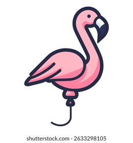 flamingo balloon party birthday celebration flat color vector illustration template design