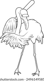 Flamingo Baseball Baseball bat Animal Vector Graphic Art Illustration