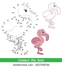 Flamingo Beautiful. Dot to Dot Educational Game for Kids.
