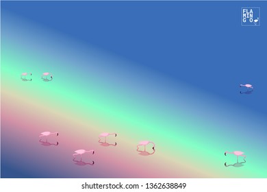 Flamingo beautiful pink bird finding food for life 