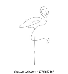 Flamingo bird animal continuous line drawing, vector illustration