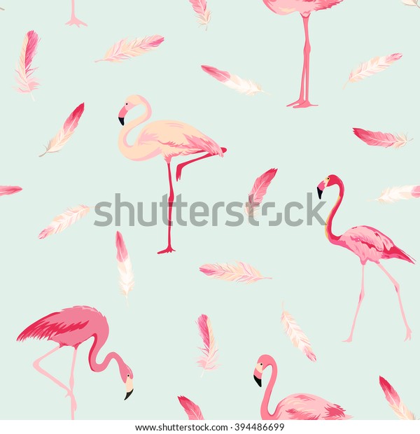 Image Vectorielle De Stock De Oiseau Flamingo Motif De Plume