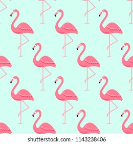 Flamingo Bird Background - Retro seamless pattern in vector