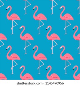 Flamingo Bird Background - Retro seamless pattern in vector	