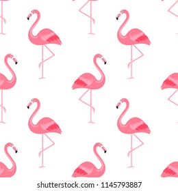 Flamingo Bird Background - Retro seamless pattern in vector