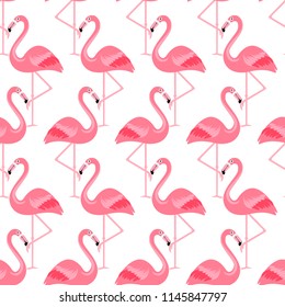 Flamingo Bird Background - Retro seamless pattern in vector	