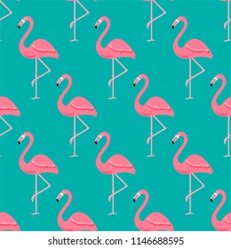 Flamingo-Vogel-Hintergrund - Retro-nahtloses Muster, Vektorgrafik