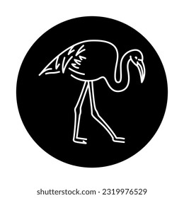 Flamingo bird black line icon. Pictogram for web page, mobile app, promo.