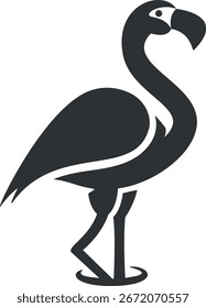 Ilustración vectorial de silueta negra de pájaro flamenco