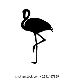 flamingo bird black and white silhouette icon