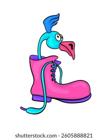 Flamingo Bird in a Boot Cartoon