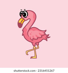 Ilustración vectorial del icono de la caricatura de pájaro Flamingo