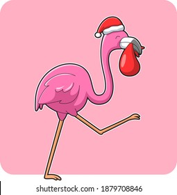 flamingo bird christmas | mascot character