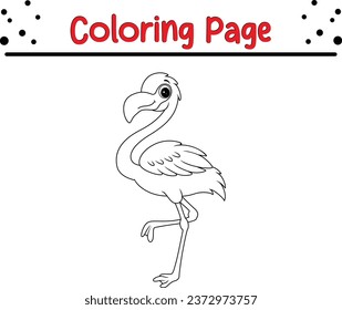 flamingo bird coloring page for children.