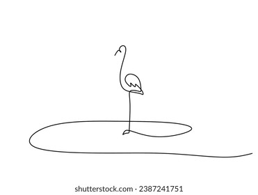 Pájaro flamenco en un dibujo de una línea continua. Ilustración vectorial aislada. Diseño minimalista a mano.