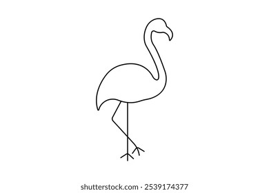 Flamingo bird continuous one line drawing of outline vector illustration