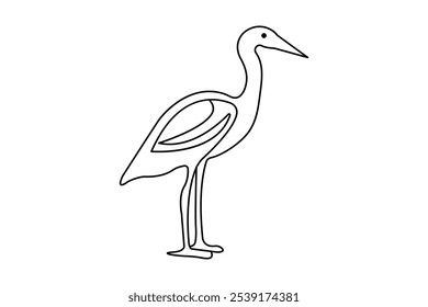 Flamingo bird continuous one line drawing of outline vector illustration