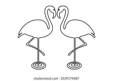 Flamingo bird continuous one line drawing of outline vector illustration