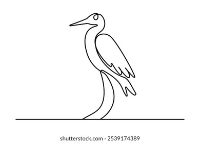 Flamingo bird continuous one line drawing of outline vector illustration