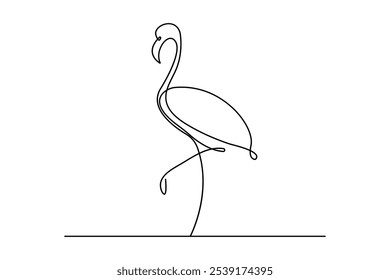 Flamingo bird continuous one line drawing of outline vector illustration