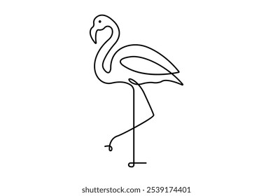 Flamingo bird continuous one line drawing of outline vector illustration