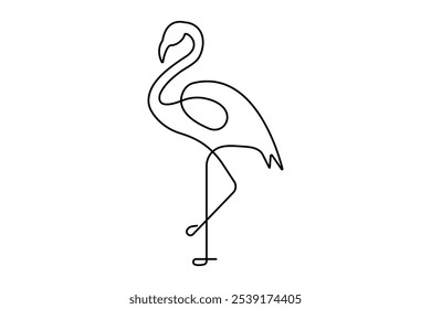 Flamingo bird continuous one line drawing of outline vector illustration