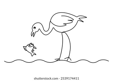 Flamingo bird continuous one line drawing of outline vector illustration