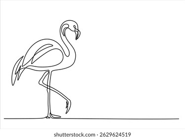 Flamingo bird in continuous one line art drawing. Editable stroke