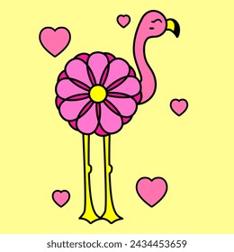 FLAMINGO BIRD WITH FLOWER BODY