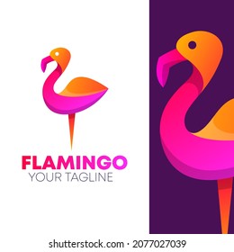 Flamingo Bird Gradient Logo Design