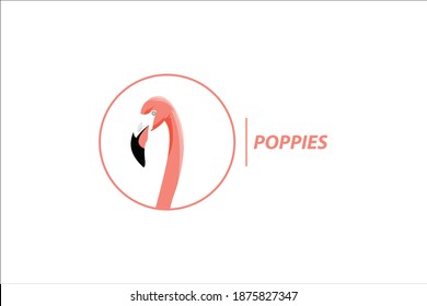 flamingo bird head logo illustration with