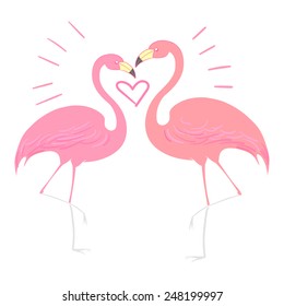 Flamingo bird with heart vector illustration