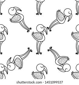 Flamingo bird icon in doodle style. Vector illustration. Isolated on white background