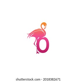 Flamingo bird icon with letter O Logo design vector template