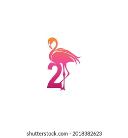 Icono de pájaro Flamingo con plantilla de vector de diseño de logotipo número 2