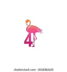 Icono de pájaro Flamingo con plantilla de vector de diseño de logotipo número 4