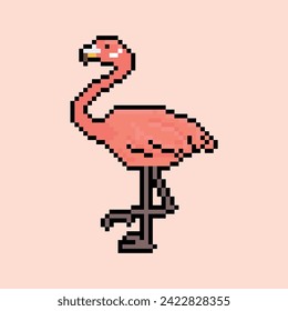 flamingo bird icon pixel art