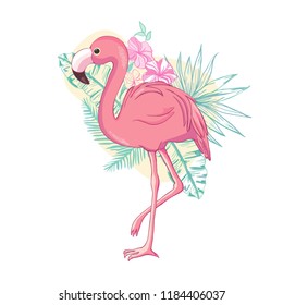 Flamingo bird illustration design on background