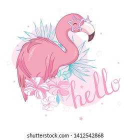 Flamingo bird illustration design on background