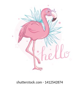 Flamingo bird illustration design on background