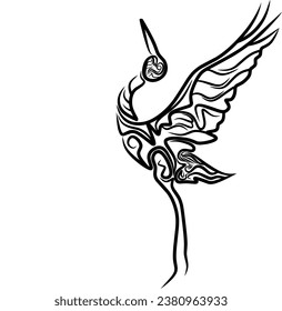 Flamingo bird line art illustration