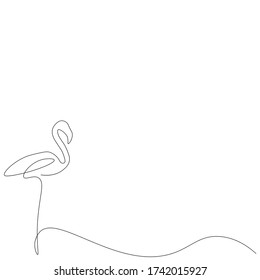Dibujo de la línea de ave Flamingo, ilustración vectorial